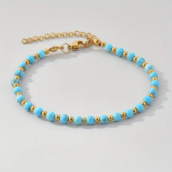 14K Gold Womens Adjustable Turquoise Gemstone Tennis Bracelet 14K Silver Jewelry - Picture 3 of 4